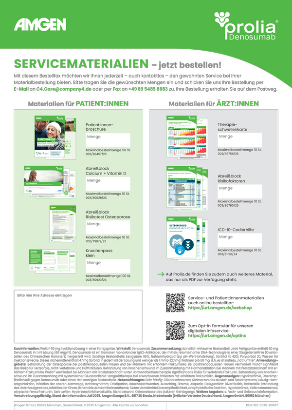 Bestellformular für Patient:innen- und Servicematerial (HCP)